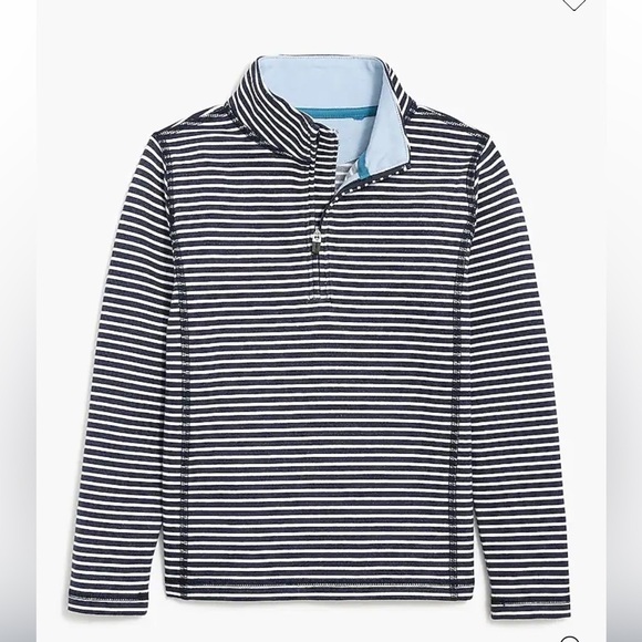 J crew navy white Boys' striped performance half-zip - Picture 1 of 4